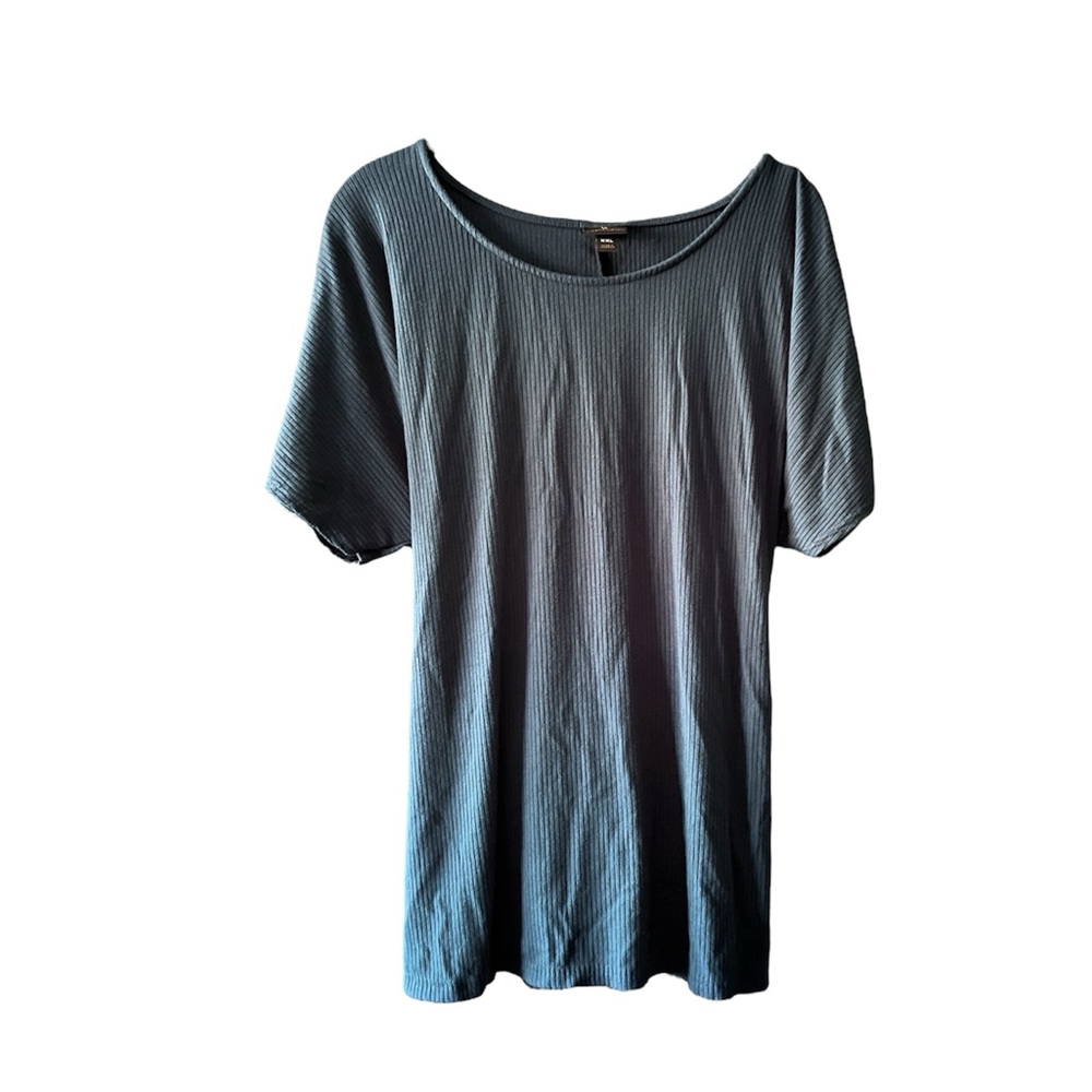 5/$25 Worthington Plus Size Dark Blue Ribbed Scoop-neck Top